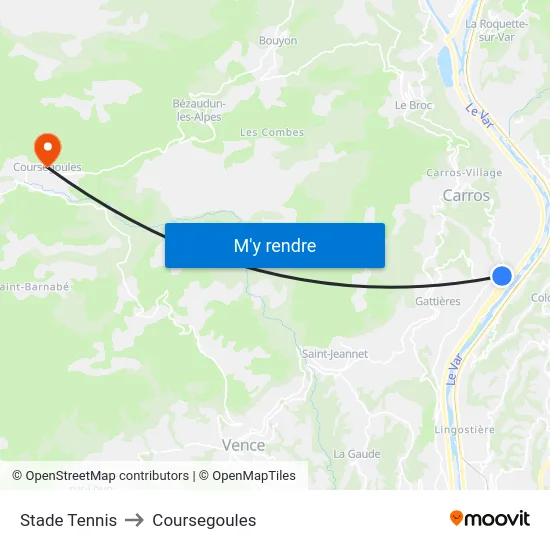 Stade Tennis to Coursegoules map