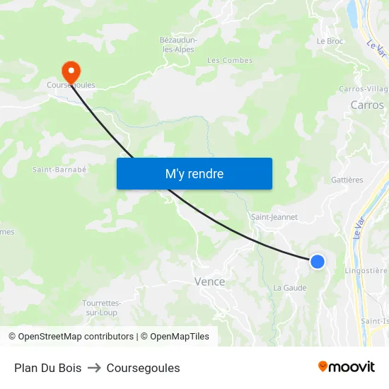 Plan Du Bois to Coursegoules map