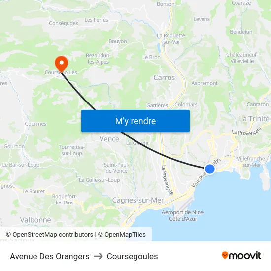 Avenue Des Orangers to Coursegoules map