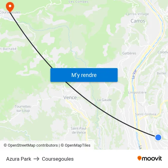 Azura Park to Coursegoules map