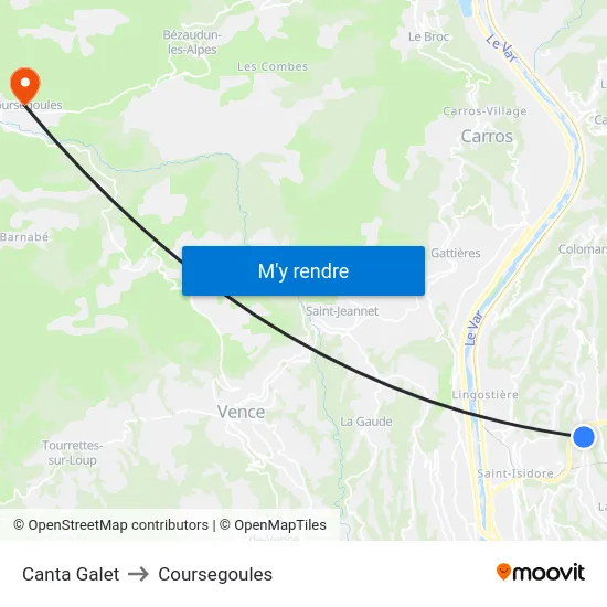 Canta Galet to Coursegoules map
