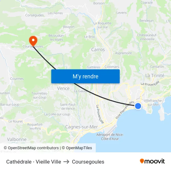 Cathédrale - Vieille Ville to Coursegoules map