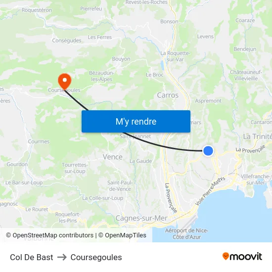 Col De Bast to Coursegoules map