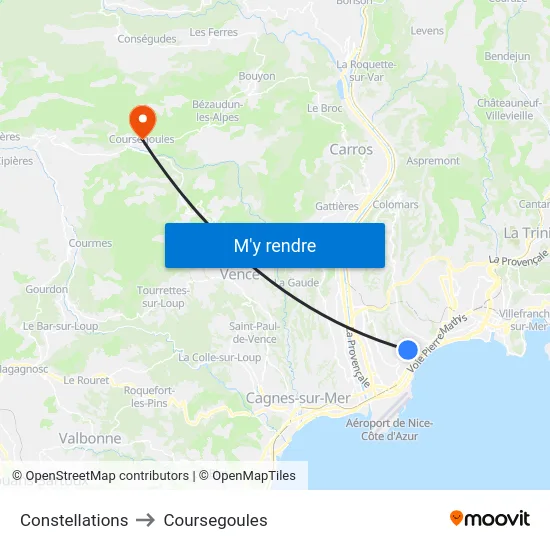 Constellations to Coursegoules map