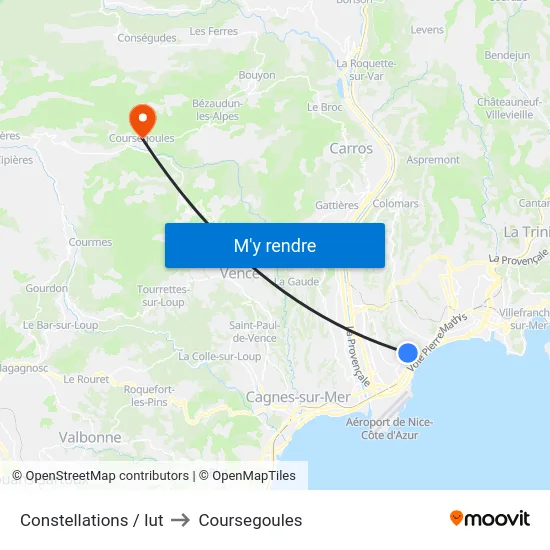 Constellations / Iut to Coursegoules map