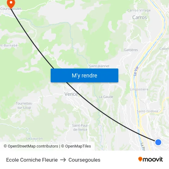 Ecole Corniche Fleurie to Coursegoules map