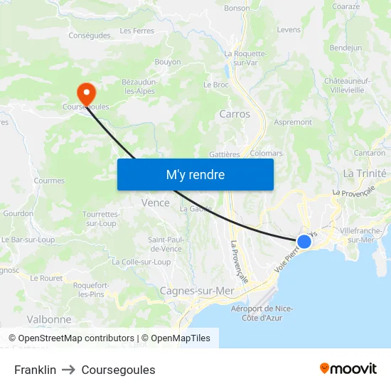 Franklin to Coursegoules map