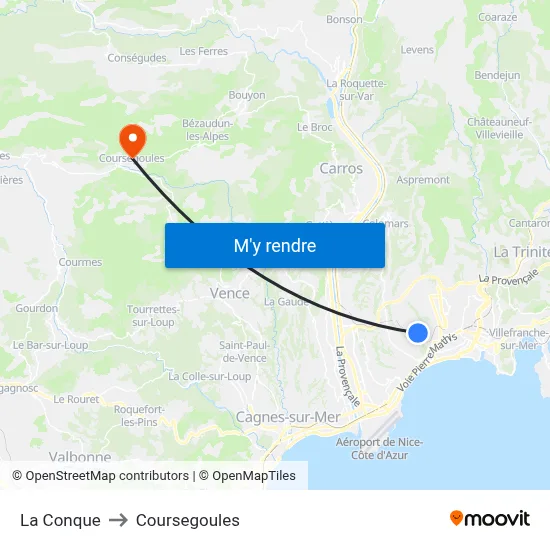La Conque to Coursegoules map