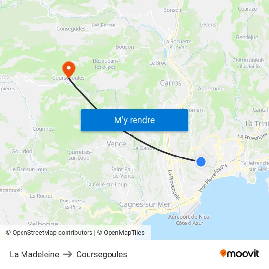 La Madeleine to Coursegoules map