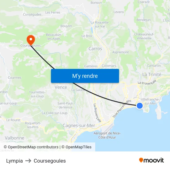 Lympia to Coursegoules map