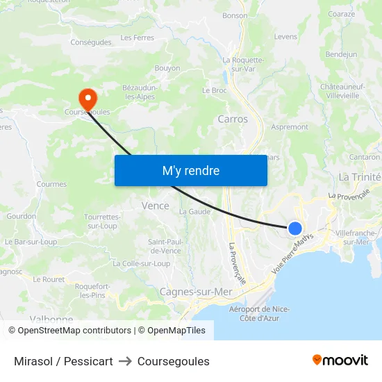 Mirasol / Pessicart to Coursegoules map