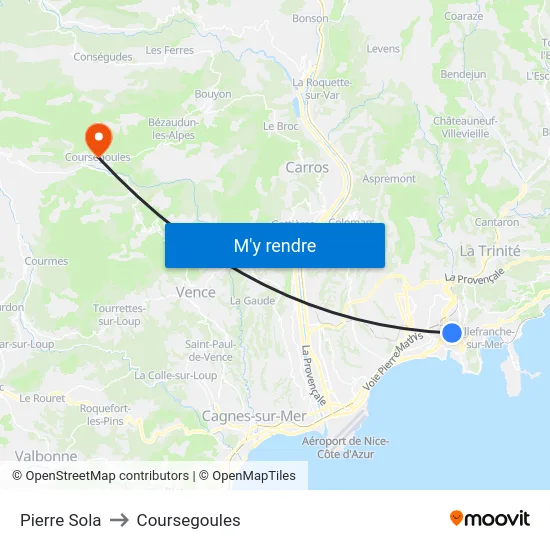 Pierre Sola to Coursegoules map