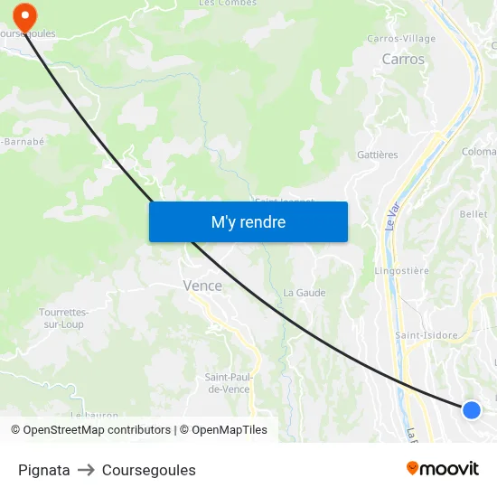 Pignata to Coursegoules map