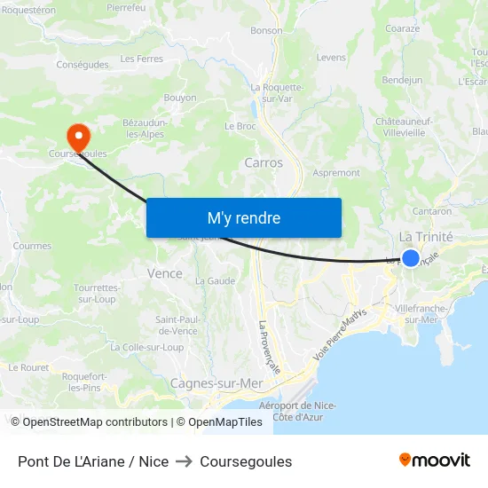 Pont De L'Ariane / Nice to Coursegoules map