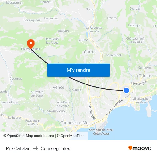 Pré Catelan to Coursegoules map