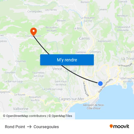 Rond Point to Coursegoules map
