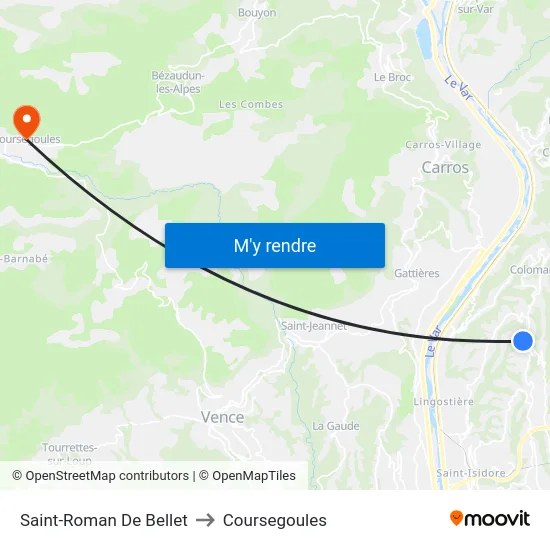 Saint-Roman De Bellet to Coursegoules map