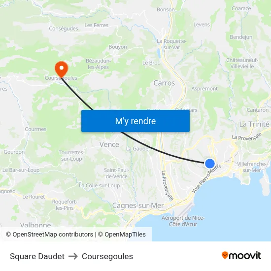 Square Daudet to Coursegoules map