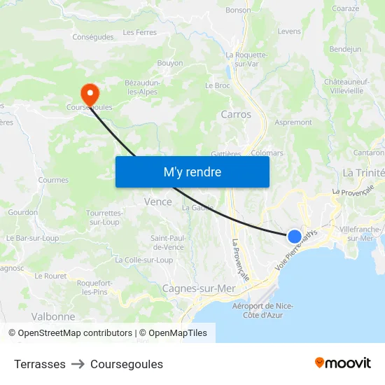 Terrasses to Coursegoules map