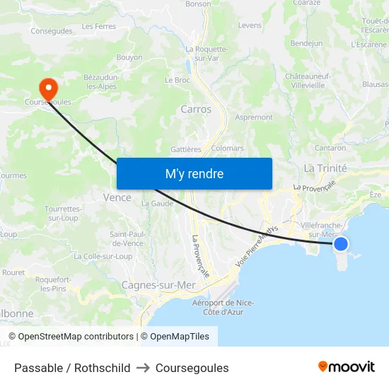 Passable / Rothschild to Coursegoules map