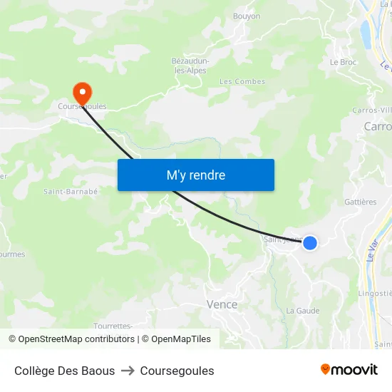 Collège Des Baous to Coursegoules map