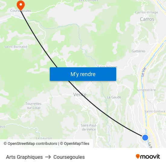 Arts Graphiques to Coursegoules map