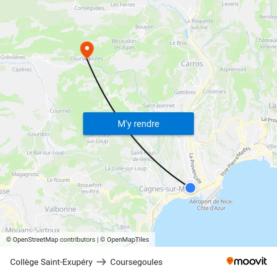 Collège Saint-Exupéry to Coursegoules map