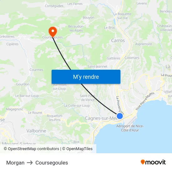 Morgan to Coursegoules map