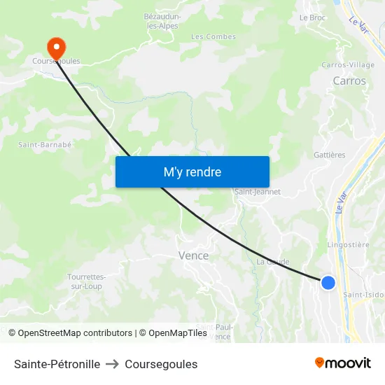 Sainte-Pétronille to Coursegoules map