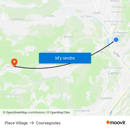 Place Village to Coursegoules map