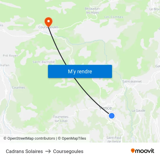 Cadrans Solaires to Coursegoules map