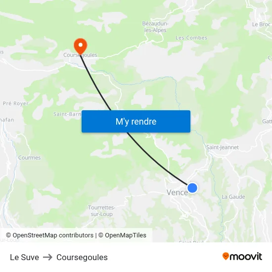 Le Suve to Coursegoules map