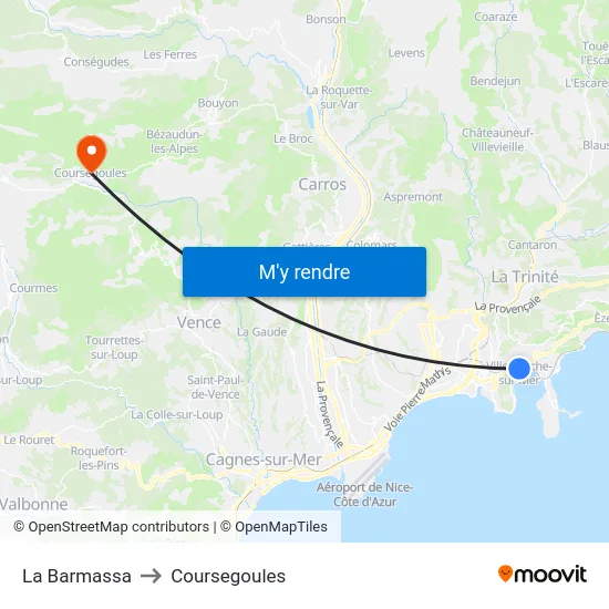 La Barmassa to Coursegoules map