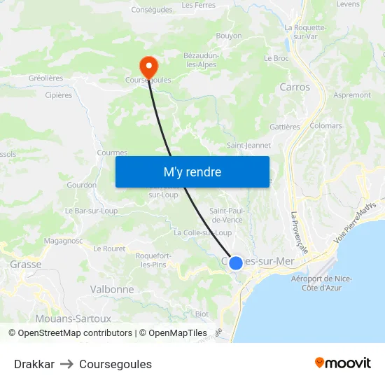 Drakkar to Coursegoules map