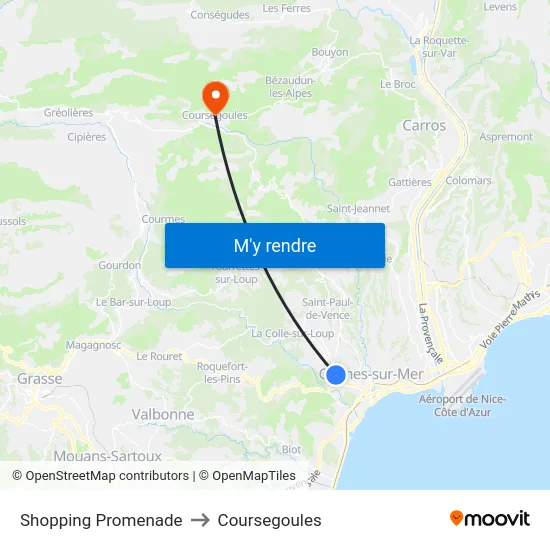 Shopping Promenade to Coursegoules map