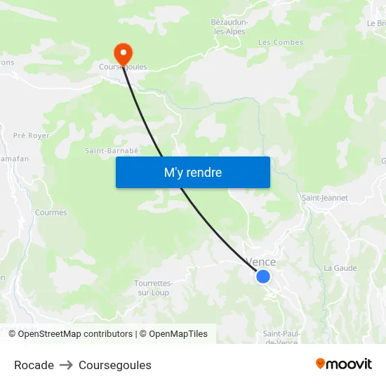 Rocade to Coursegoules map