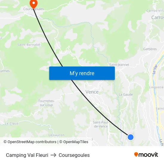 Camping Val Fleuri to Coursegoules map