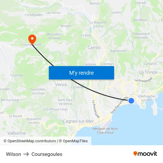 Wilson to Coursegoules map