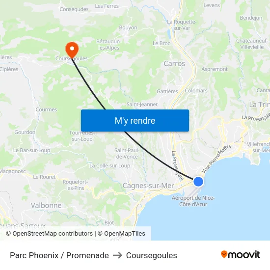 Parc Phoenix / Promenade to Coursegoules map