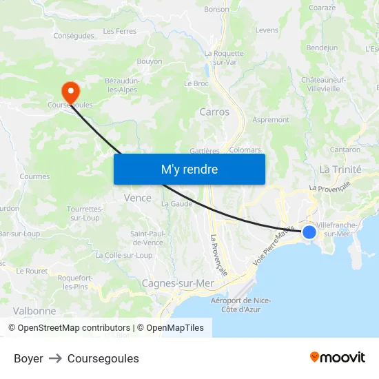 Boyer to Coursegoules map