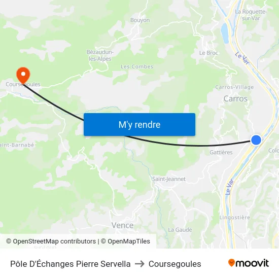 Pôle D'Échanges Pierre Servella to Coursegoules map