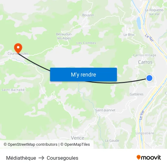 Médiathèque to Coursegoules map