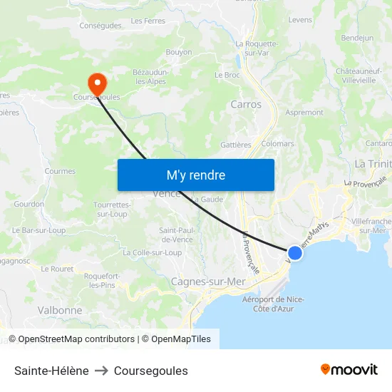 Sainte-Hélène to Coursegoules map