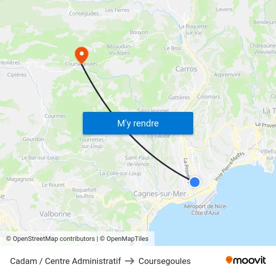 Cadam / Centre Administratif to Coursegoules map