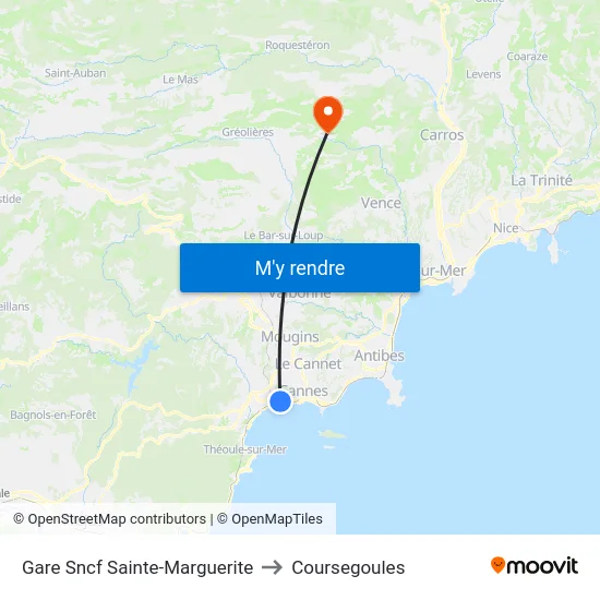 Gare Sncf Sainte-Marguerite to Coursegoules map
