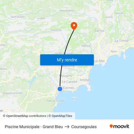 Piscine Municipale - Grand Bleu to Coursegoules map