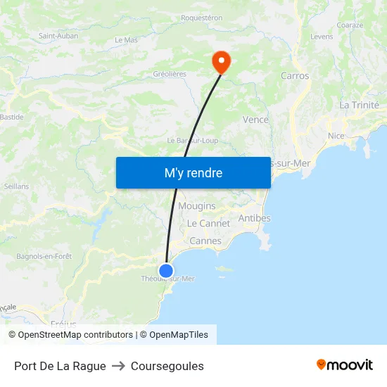 Port De La Rague to Coursegoules map
