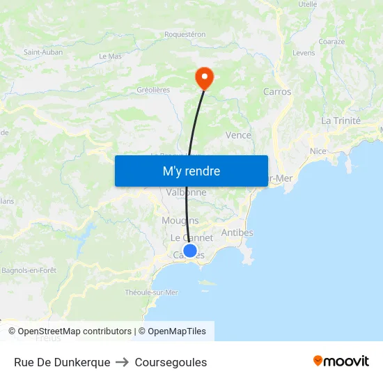 Rue De Dunkerque to Coursegoules map