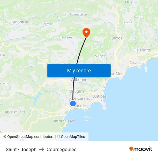 Saint - Joseph to Coursegoules map