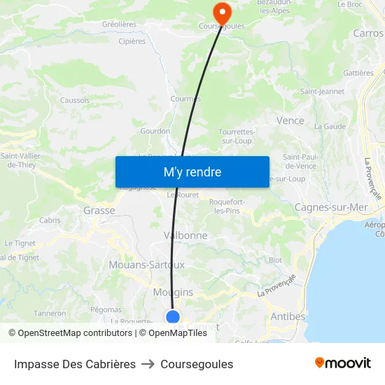 Impasse Des Cabrières to Coursegoules map